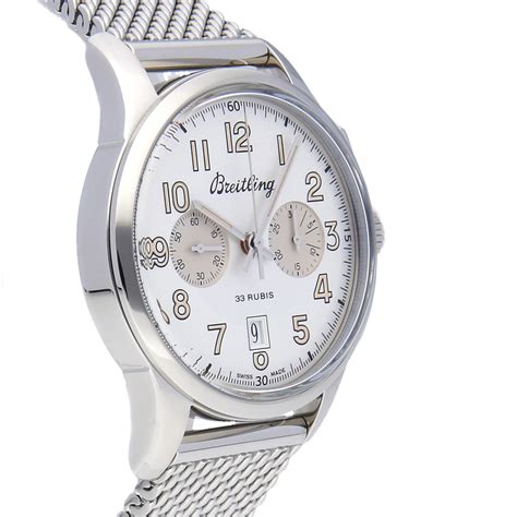 The 43 mm replica Breitling Transocean 1915 Chronograph AB141112 watches have silvery dials.